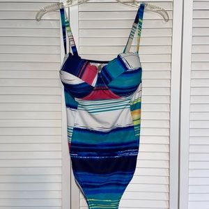 Cupshe Sea Sunset Stripes One Piece Swimsuit Large